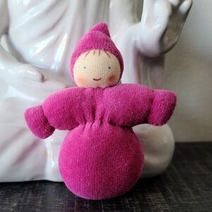 NWOT Grimm's Wooden Toys Small Pink Waldorf Doll